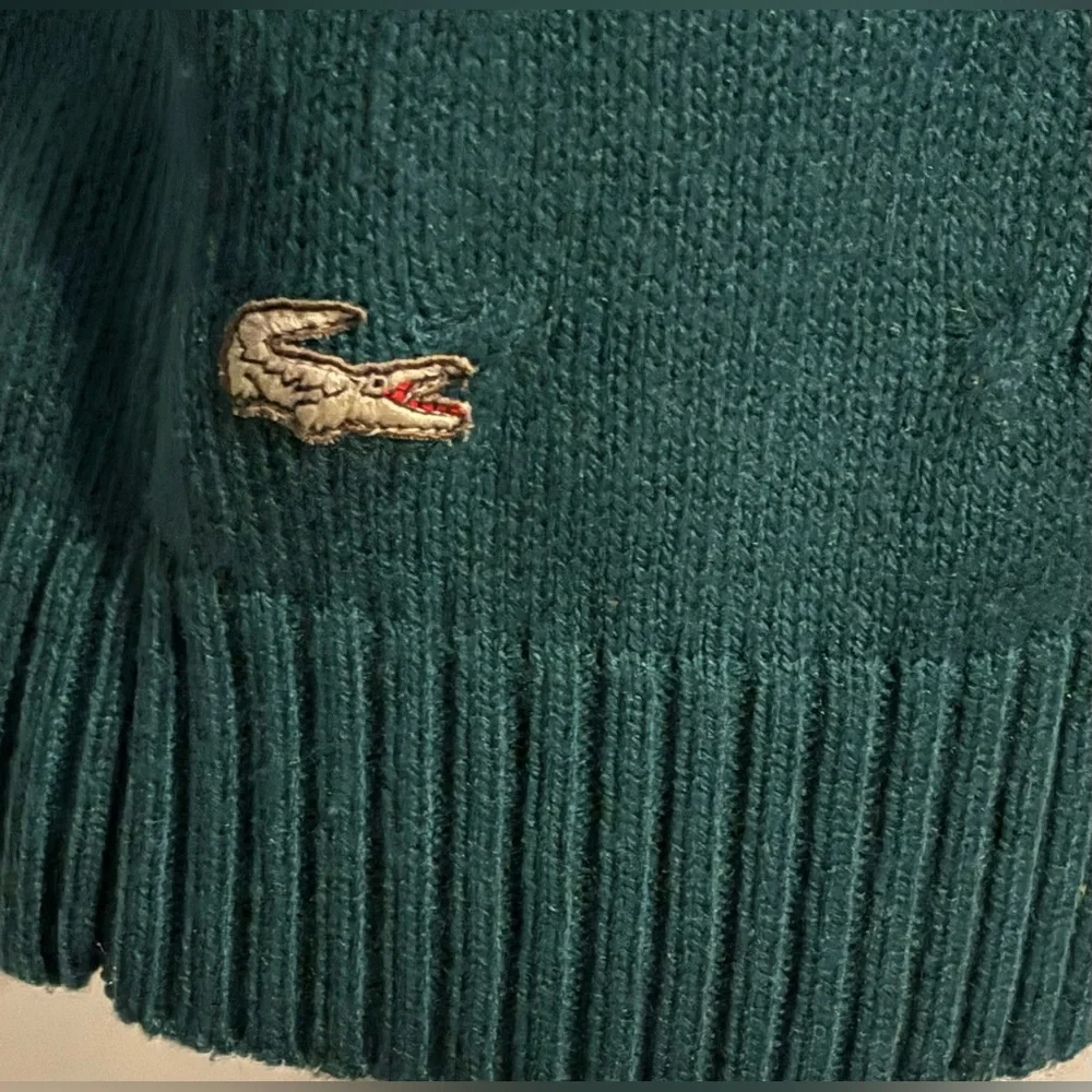 Lacoste Vintage 90’s Teal Green Knitted Snowflake Print Fair Isle Sweater Large - Picture 6 of 7
